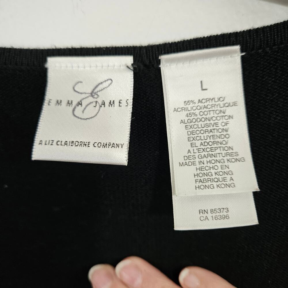 Floral Embroidery Black Snap Front Cardigan Womens Size Large - Picture 6 of 6